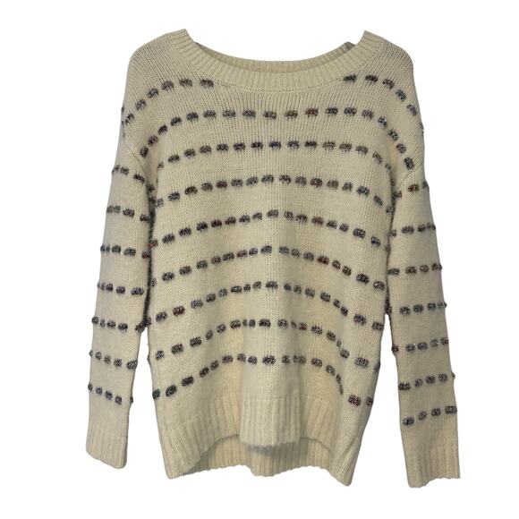 LOFT Sweaters - LOFT 3D Knit Sweater Women's Medium Sparkle Thread Embellished Cream